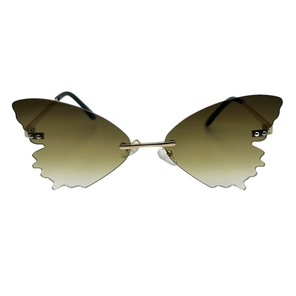 Accessories - B26-2: DARK Green Butterfly Wing Sunglasses